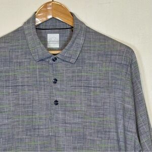 Callaway Golf Polo Casual Gray, with Blue Green Stripes Button Down Size XL